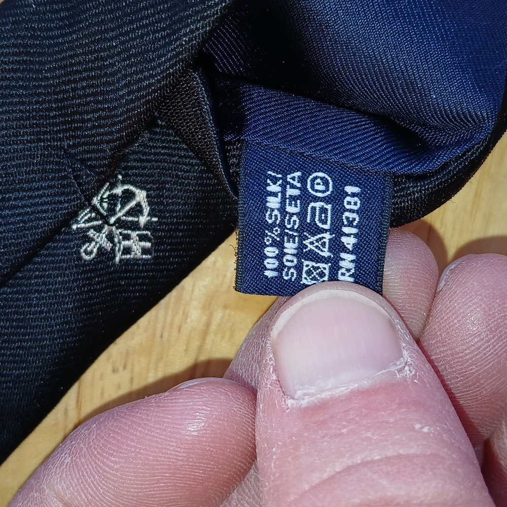 POLO by Ralph Lauren Black Tie with White Anchor and Flags Motif - Picture 5 of 5